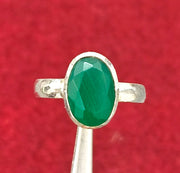 SILVER RING FOR ZODIAC SIGN VIRGO AND GEMINI GREEN ONYX